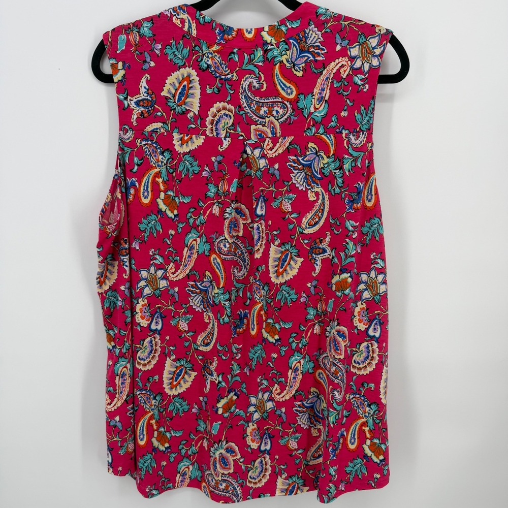 Dear Scarlett Tank Top Womens 2X Pink Paisley Floral Blouse NWT Office Boho - Picture 7 of 7